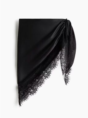 Black Lace Trim Satin Slip - Women's Intimates